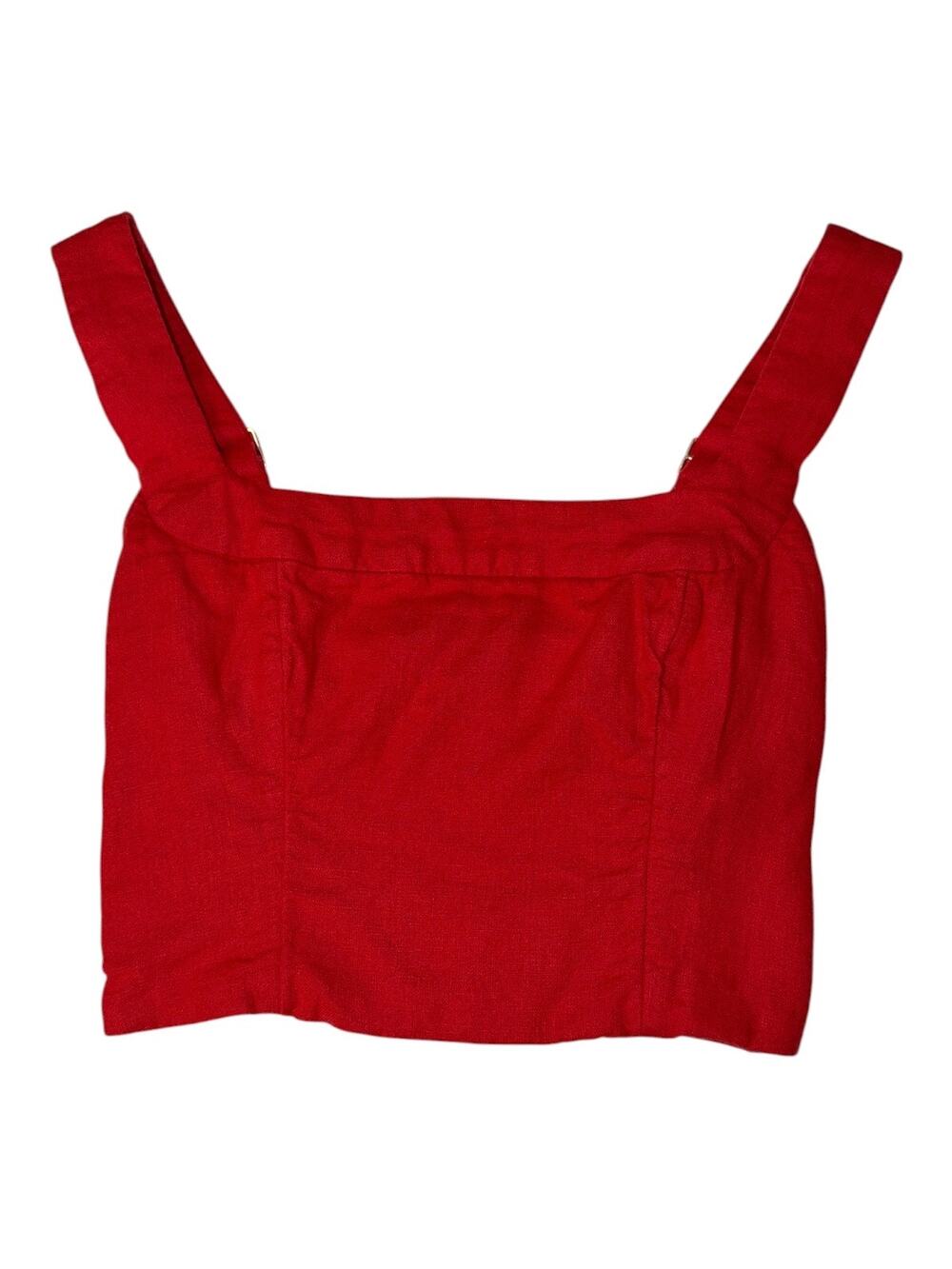 Abercrombie & Fitch Women’s XXS Red Linen Blend Crop Top Y2K